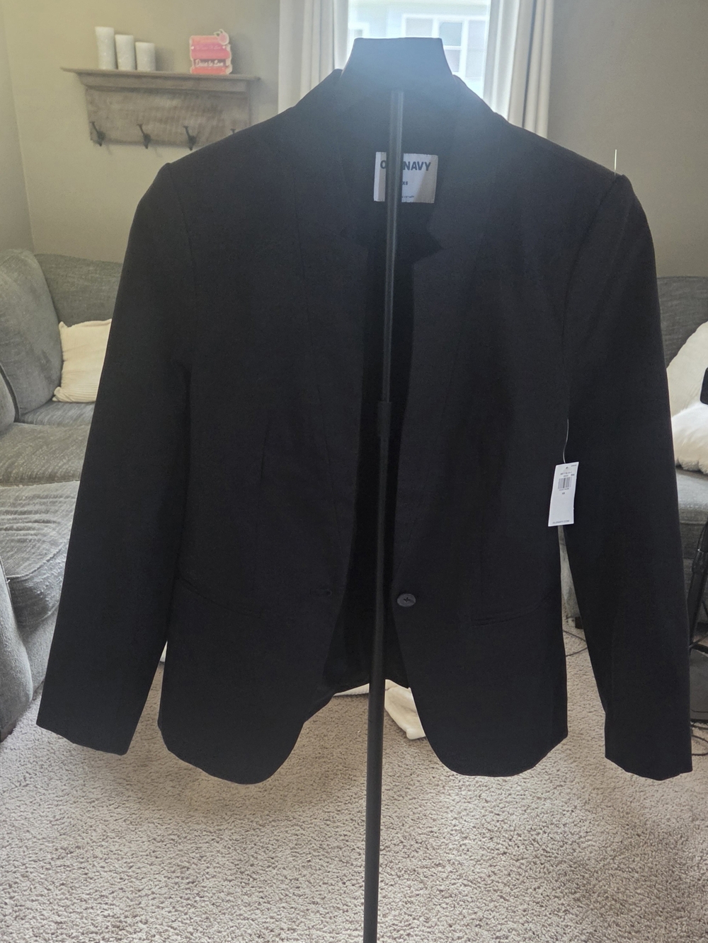 NWT Old Navy Black Blazer Single Button Shawl Collar Womens XS